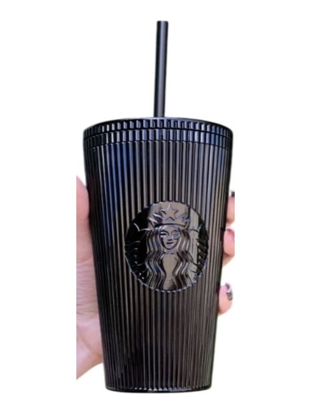 NEW Starbucks Black Matte Studded Tumbler With Straw 16oz - Limited Edition
